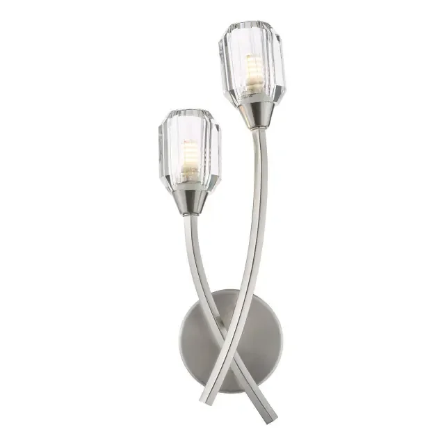 Zonda 2 Light Brushed Nickel and Crystal Diffuser Wall Light